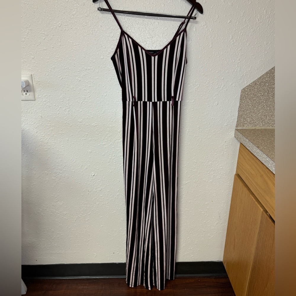 Forever 21 Purple And White Striped Jumpsuit Size M Spaghetti Strap